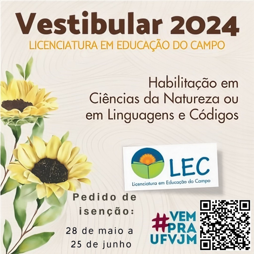 Pedido de isenção do vestibular 2024 da Licenciatura em Educação do Campo